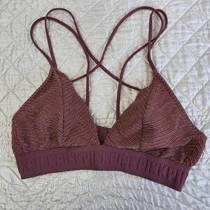 Pink Victoria's Secret Women Bralette Small Unlined Metallic Intimate Mauve